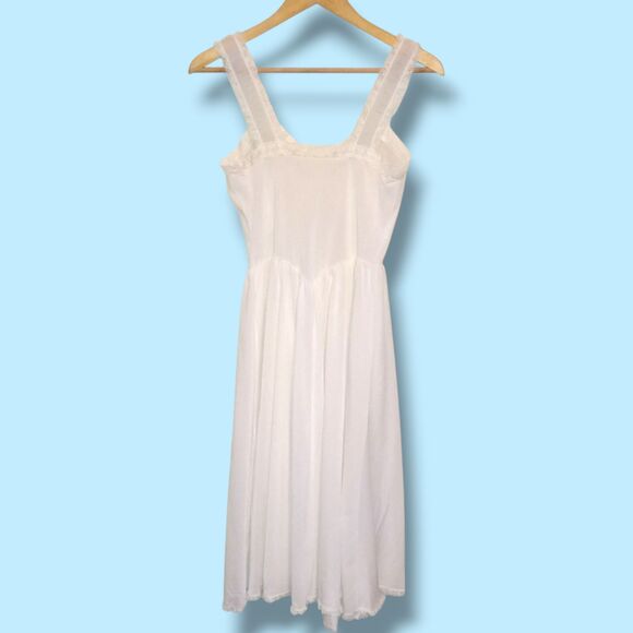 Vtg Shadowline White Chemise Nightgown-Size 32/Small-Seashell Bodice-Bridal - Picture 6 of 11